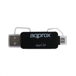 ADAPTADOR MICRO SD/SD/MMC A USB/MICRO USB APPROX APPC33 NEG