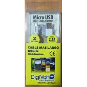 CABLE MICRO USB DATOS Y CARGA 2,1 Amps DIGIVOLT