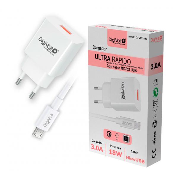 CARGADOR ULTRA RAPIDO C/CABLE MICRO USB