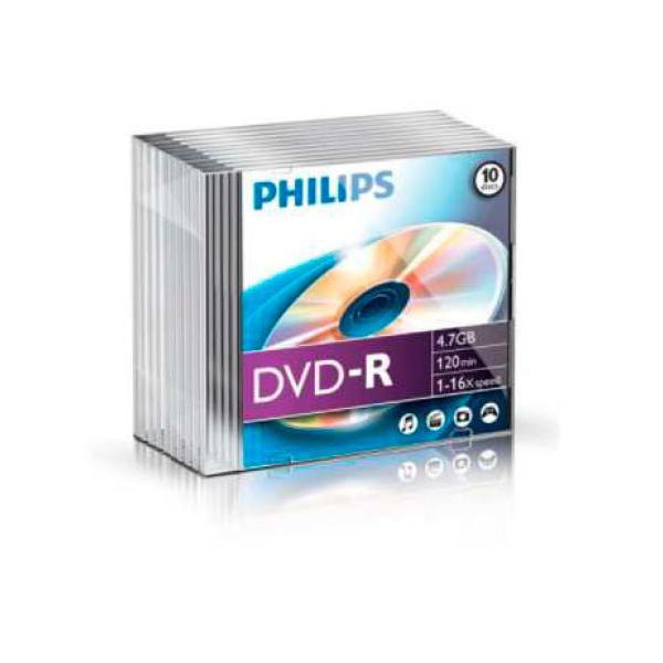 DVD-R 4,7GB SLIM BOX 10 UDS PHILIPS