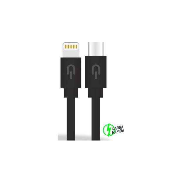 CABLE LIGHTINING USB C BLACK DATA AND CHARGE PLUGYU