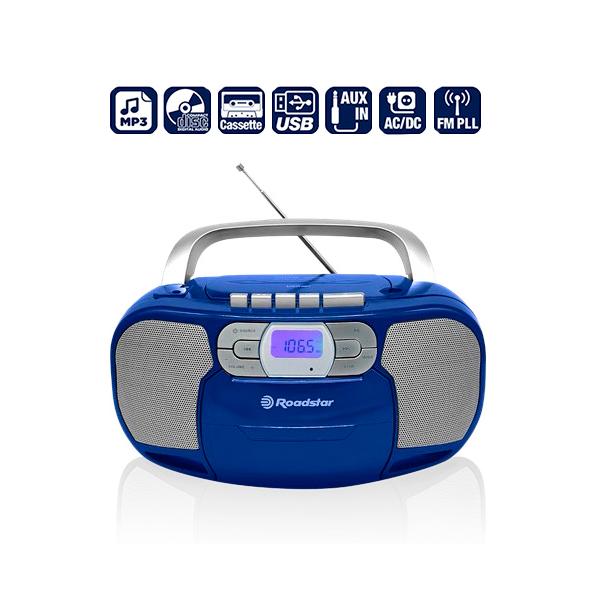 RADIO CASSETTE CD AZUL MP3 USB ROADSTAR
