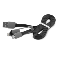 CABLE ADAPTADOR 1LIFE USB 2 EN 1 FLAT NEGRO